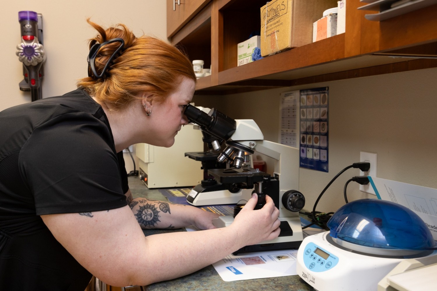 The microscopes in use